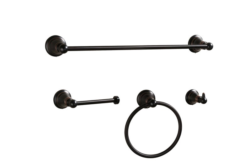 Derengge F-080-NB 4-Piece Bathroom Hardware Accessory Set with 18 Inch Towel Bar -Towel Ring- Paper Holder-Robe Hook Oil Rubbed Bronze - Image 3